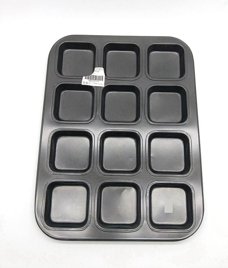 Stampo Teglia Vassoio Antiaderente 12 Muffin Cupcake Dolci Budino Quadrati bal
