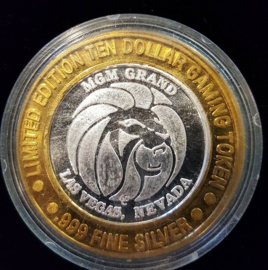 Micheal Crawford, MGM Grand, Hotel Casino, Ten Dollar Gaming Token, .999 Silver