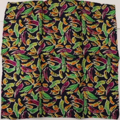 New SANTOSTEFANO Black Orange Green 12" Silk Pocket Square Handkerchief NWT $150