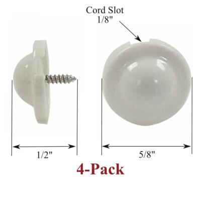 Roller Window Shade WHITE Higbee Screw Buttons (4-Pack)
