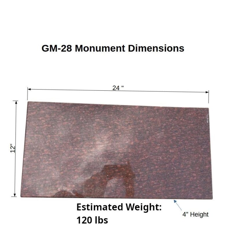 Cats Eye Red Granite Grass Flat Grave 24x12 Gm-28