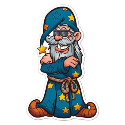 Cartoon Wizard Funny Sticker Decal