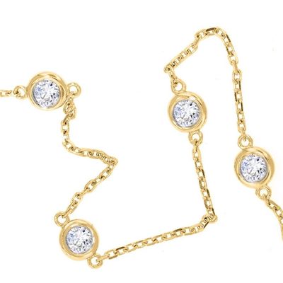 2 TCW 10 Station Necklace  Diamonds By The Yard 100% Pure 14k Solid Gold E VVS1