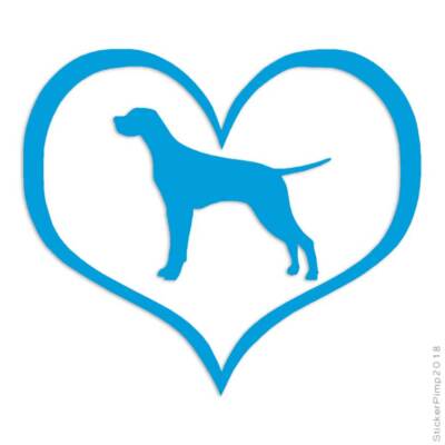 Heart Pointer Dog Love, Vinyl Decal Sticker, Multiple Colors & Sizes #1498