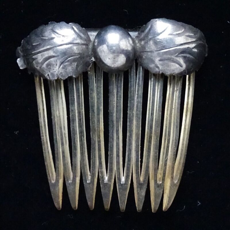 Vintage Navajo Native American Single Hair Comb Ornament Sterling Silver 1 3/4”