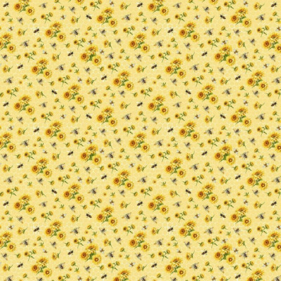 Honey Bee Farm Yellow Bee and Sunflowers Bouquets CD2394 By Half Yard Increments