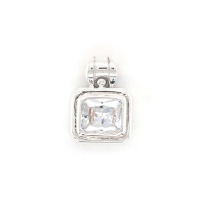 STERLING SILVER FIVE CARAT EMERALD CUT CUBIC ZIRCONIA PENDANT ELEGANT