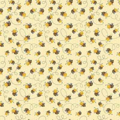 Bee Fabric BTY, Cute Flying Bee, CD1850 Yellow, Quilting Cotton, TheFabricEdge