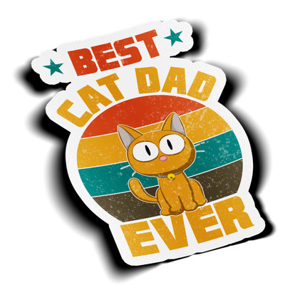 Best Cat Dad Father Kitty Animal 3'' Vinyl Sticker for Tumblers, Laptops etc.