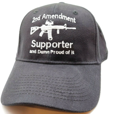 2nd Amendment Supporter Hat Black Cap 2A Freedom Patriot Hook & Loop Adjustable