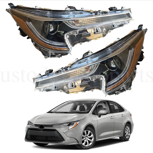 Headlights Pair For 2023 2024 Toyota Corolla L LE Base LED Headlamps Left+Right
