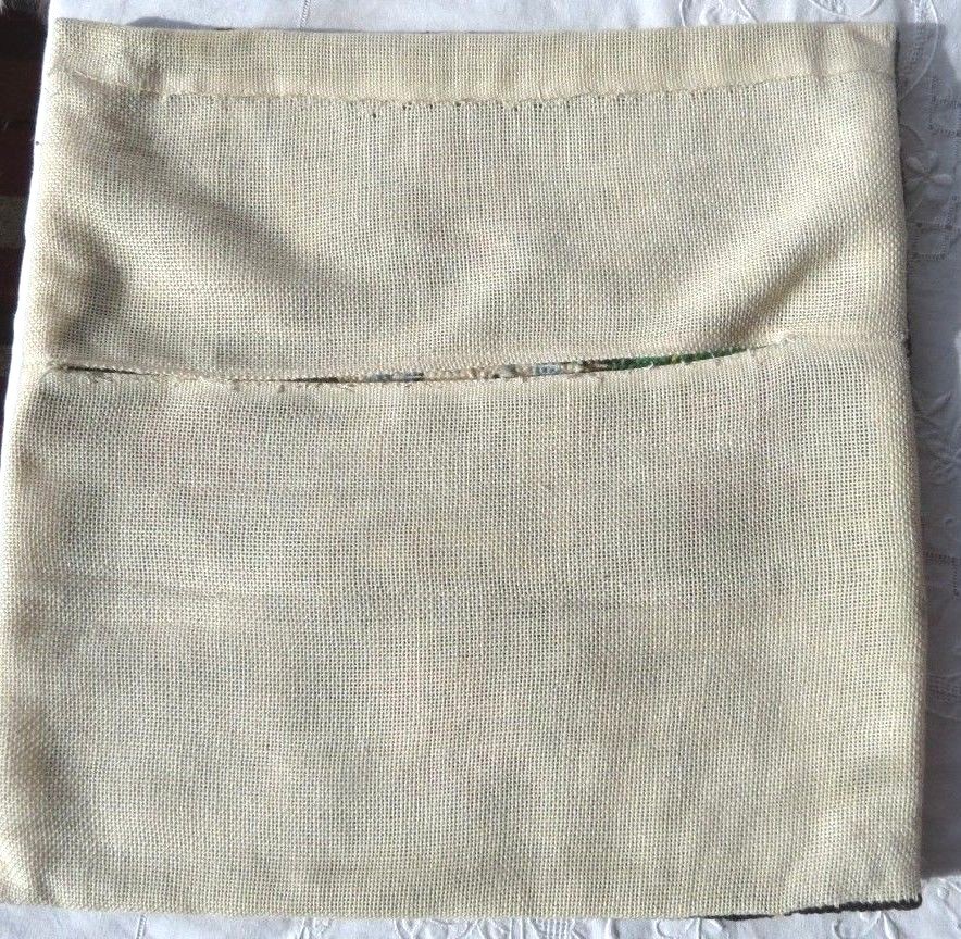 Vintage Poinsettia Christmas Wool Needlepoint Pillow Cover 14