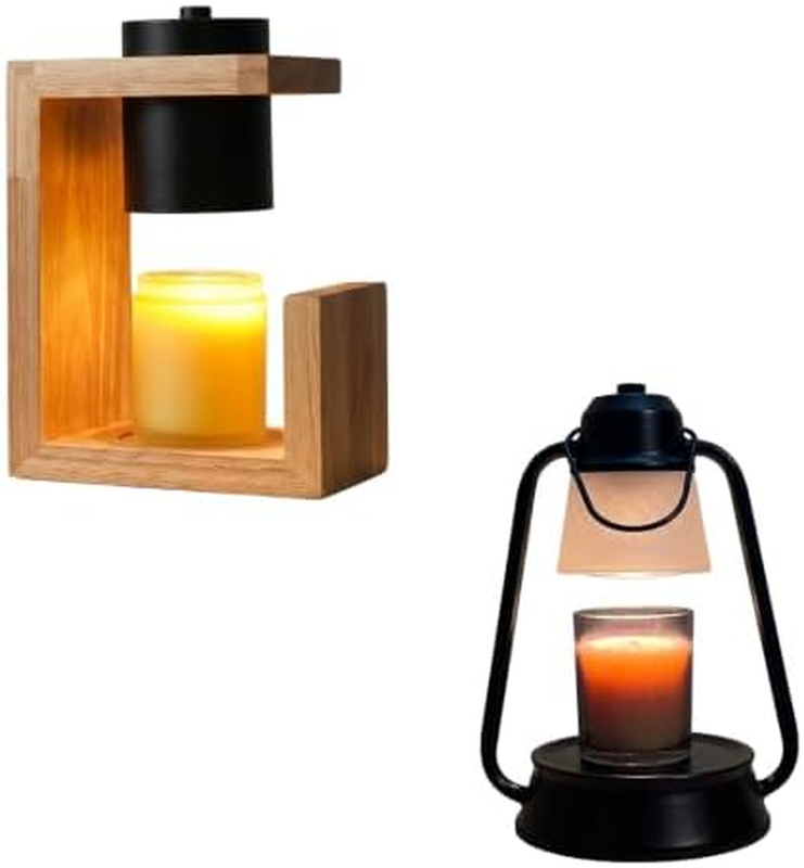 Wooden + Metal Candle Warmer Lamps with Timer & Dimmer Bundle for Standard Jar C