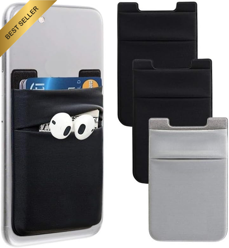 Phone Card Holder for Back of Phone, Stretchy Lycra Wallet Stick on Pocket Credi