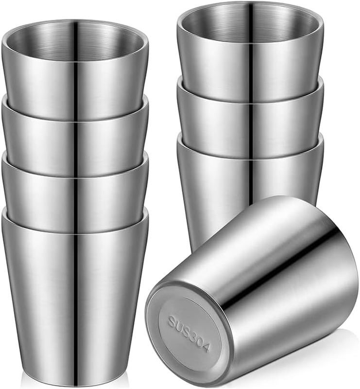 8-Pack of 300Ml Stainless Steel Mugs, Double-Walled, Heat-Resistant and Sweat-Pr