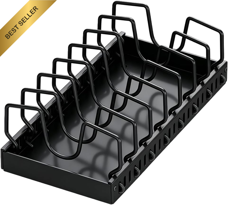 Pull-Out Pot and Pan Organizer Rack for Cabinet, No-Drill Adjustable Cookware St