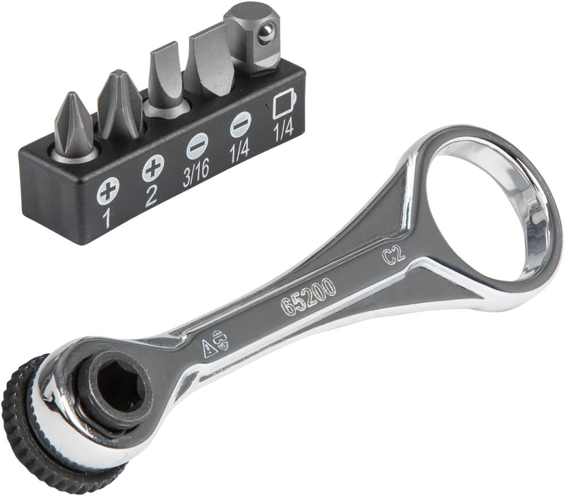 65200 Ratchet Set, 5-Piece Mini Ratchet Set with Phillips, Slotted, and Adapter