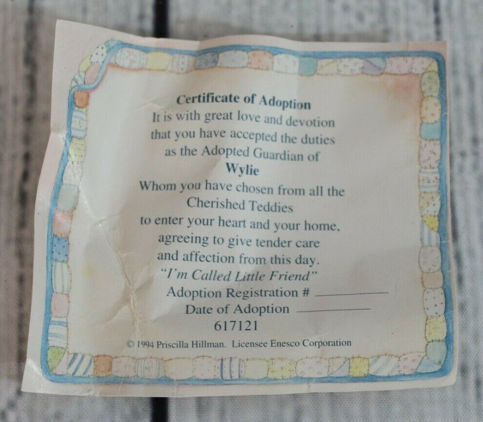 Cherished Teddies Wylie I'm Called Little Friend #617121 Vintage 1994 Figurine