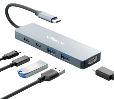 USB Type C Hub 5 in 1 USB C to 4K@60HZ HDMI Multiport Adapter, 5Gbps 100W PD US