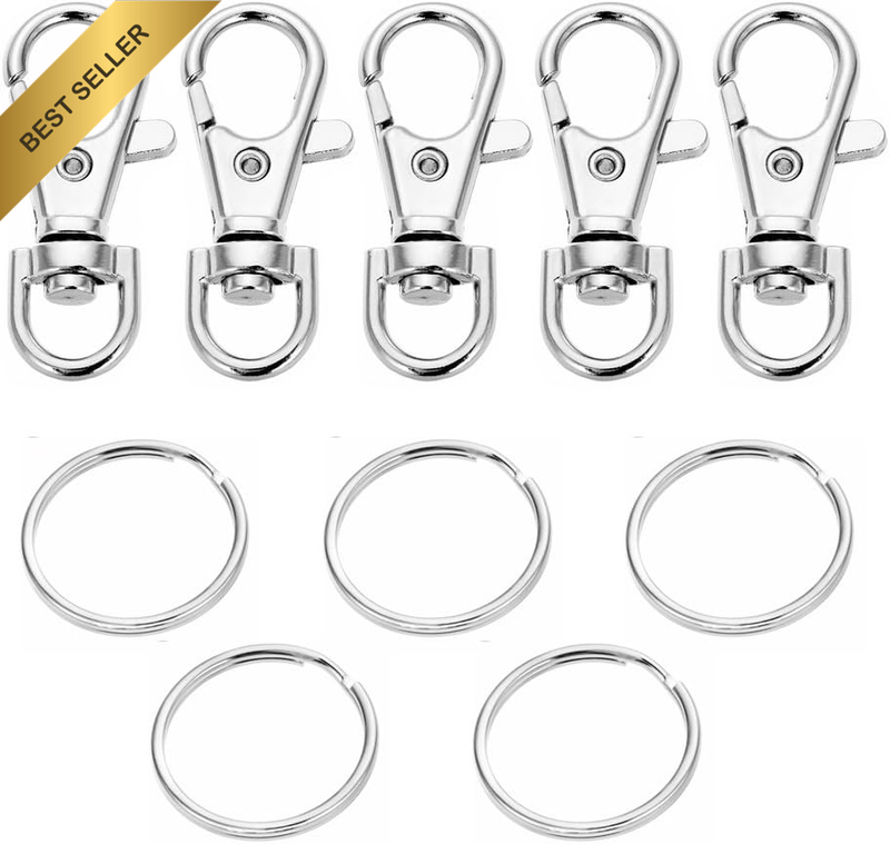 5 Set Key Chain Key Rings Metal Swivel Clasps Snap-On Keychain Ring Hook Spring