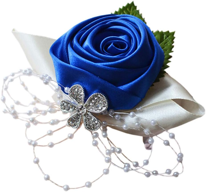 Wedding Wrist Corsage Bridesmaid Bride Prom Artificial Flower Hand Ribbon Decor