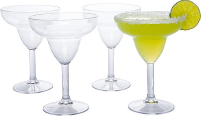 Unbreakable 12 Oz Margarita Glasses (Set of 4) - Reusable Shatterproof Tequila &