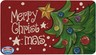 Mloabuc Merry Christmas Door Mat Christmas Green Trees Decorate Rug, Seasonal Red Farmhouse Burlap Yard Outdoor Rustic Yard Low-Profile Floor Mat Kitchen Mat Bathroom Indoor Outdoor 17 x 30 Inch