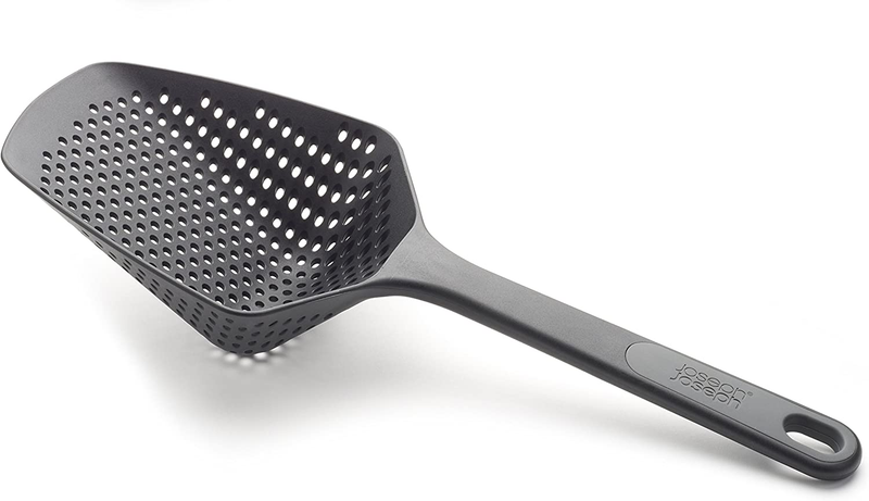 Updated Scoop Strainer/Colander/Slotted Spoon, Large, Black