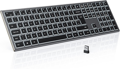 Backlit Wireless Keyboard, seenda 2.4GHz Ultra Slim Rechargeable Keyboard, Illum