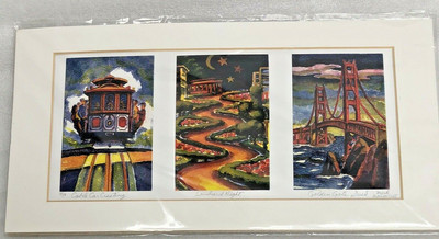 Mark Monsarrat Signed 1/19 Cable Car Cresting, Lombard Night, Golden Gate Dusk