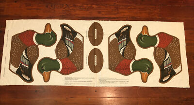VTG Cranston Print Works VIP Screen Print MALLARD DUCK Cut & Sew Fabric Panel