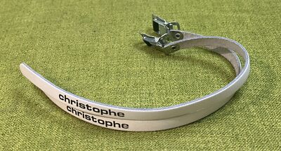 NOS Poutrait-Morin Logo CHRISTOPHE Lapize WHITE Leather TOE CLIP STRAPS France