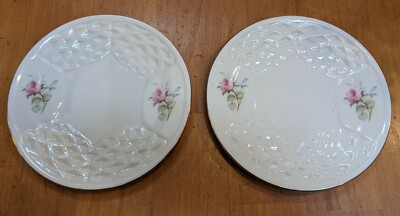 2 Vintage Donegal Parian China B&B Plates w/ Irish Rose Pattern Excellent Cond