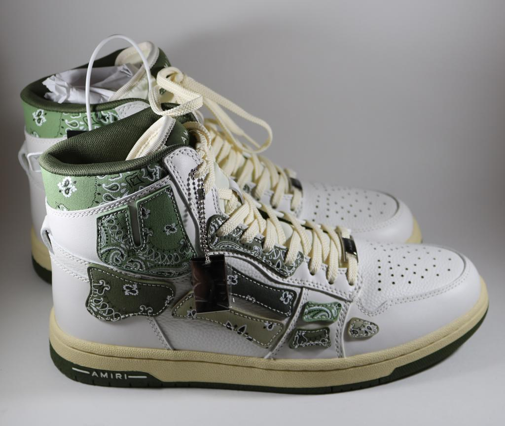 Pre-owned Amiri Skel Top Bandana Print Hi Sneakers 42 43 In Green