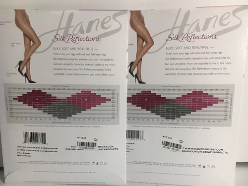 NEW 2 Hanes SILK REFLECTIONS Silky Sheer Non-Control Top SIZE AB Pantyhose Black