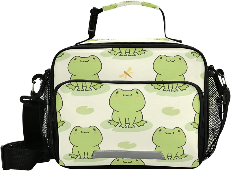 Cute Frog Insulated Lunch Bag Women Lunch Totes Men Lunch Box With Adj