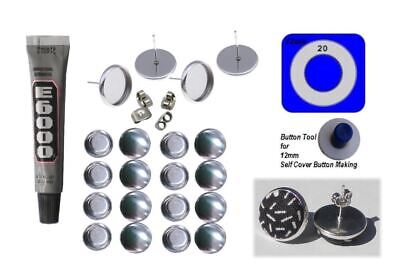 Fabric Cover Button 12mm  Earrings DIY TEN KIT Stud Stainless Steel 10 NEW STYLE