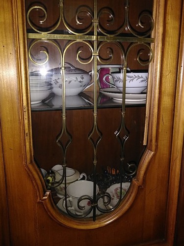 Vintage John Widdicomb China Cabinet Dining Room Hutch Ornate Metal Detail