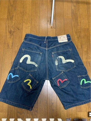 EVISU Many Pockets Jeans Denim Shorts Harf Pants Vintage W33
