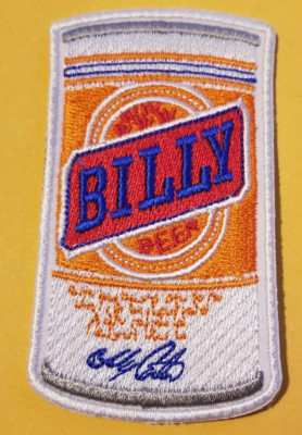 Billy Beer Can Embroidered Patch approx. 2x3.5''