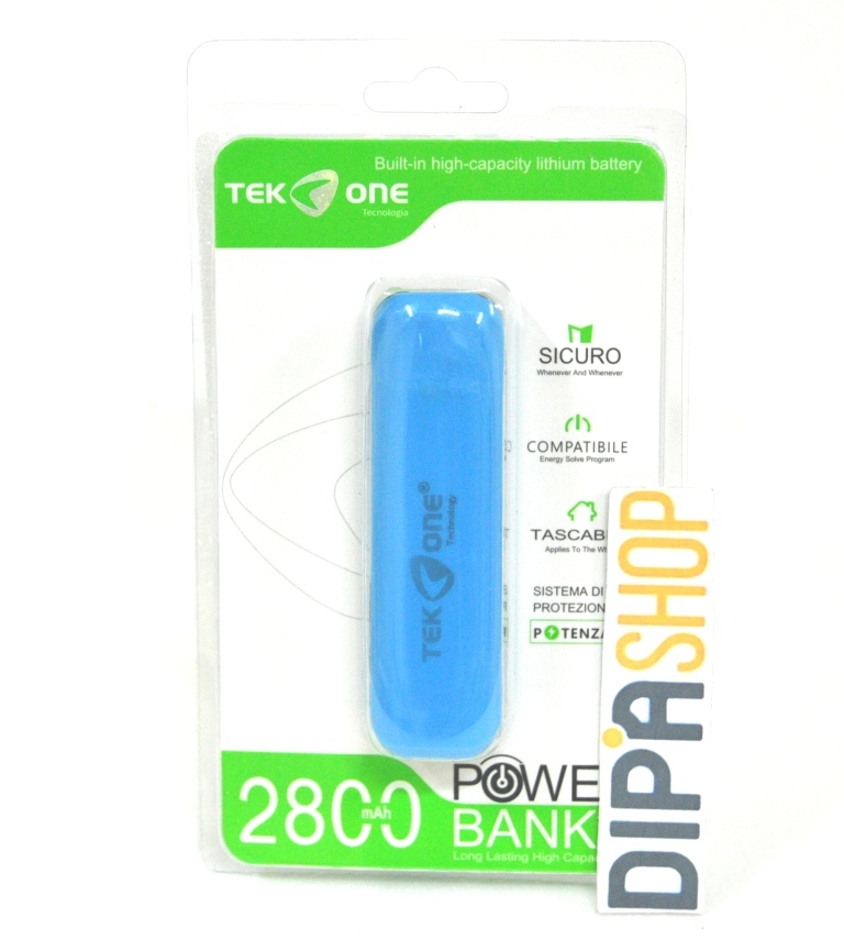 Batteria Esterna Power Bank Portatile TekOne 2800mah Smartphone Tablet Blu hsb