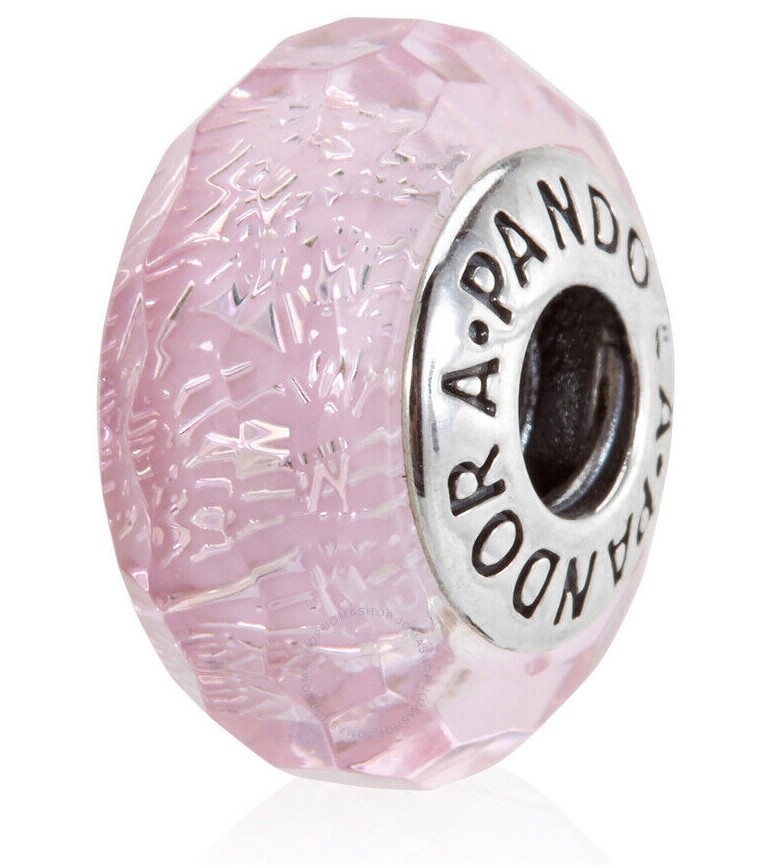 Authentic Pandora Pink Shimmer Faceted Murano Glass Charm