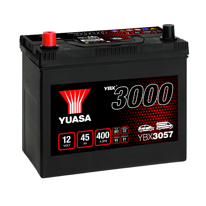 12V 45Ah 400A Yuasa YBX3057 SMF JIS B24 Autobatterie