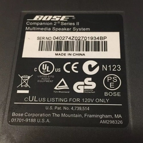 Bose Companion 2 Series II Multimedia Speaker System Computer PC Home Theater