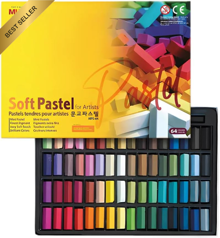 Soft Pastel Set – 64 Vibrant Colors for Artists | Smooth & Blendable | Square Sh