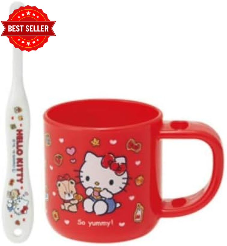 KTB5 Hello Kitty Cookies Sanrio Toothbrush Set with Stand for Children 3-5 Years