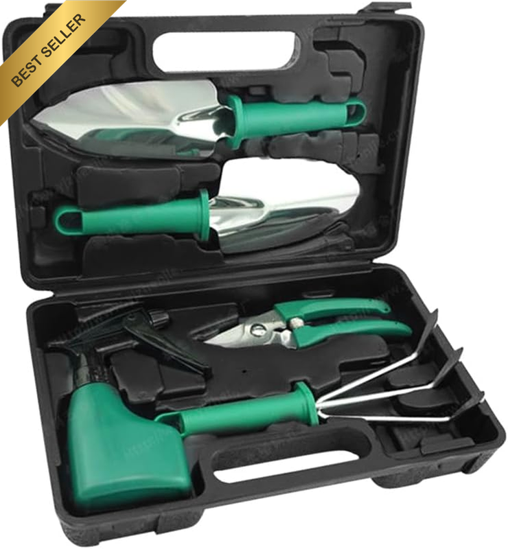 5PCS Garden Tool Set with Carrying Case – Anti-Rust Stainless Steel Gardening Ha