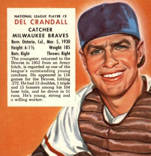 1954 Red Man Tobacco All-Star Team - Del Crandall #3