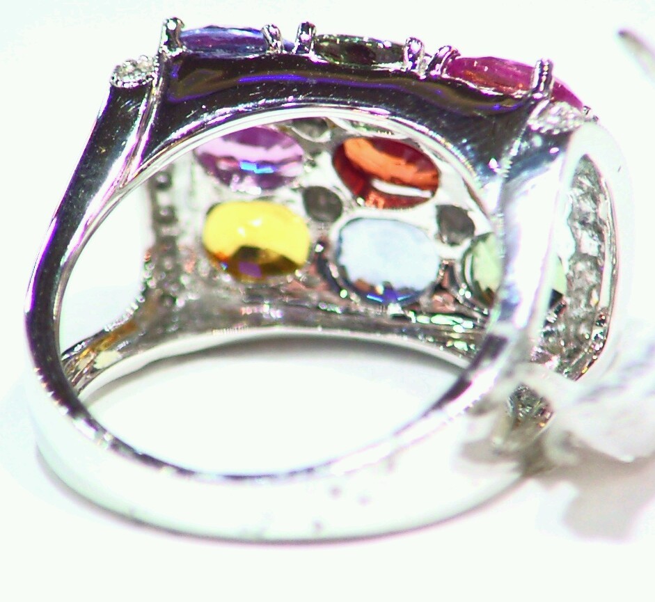 7.71CT 18K Gold Natural White Diamond Sapphire Vintage Halo Engagement Ring Deco