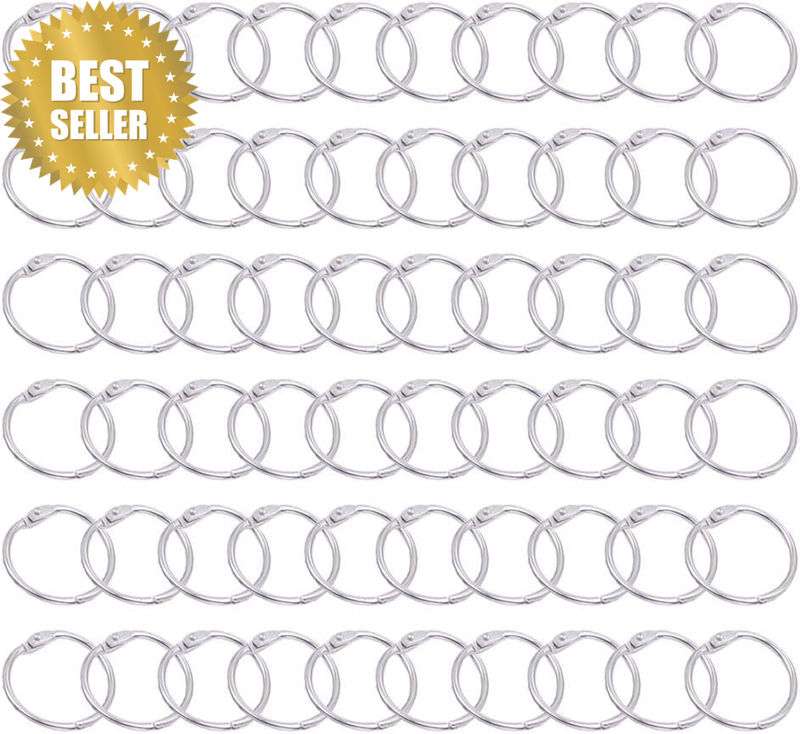 60 Pieces Binder Rings, Metal Loose Leaf Rings Binder Hinge Snap Ring Key Ring,